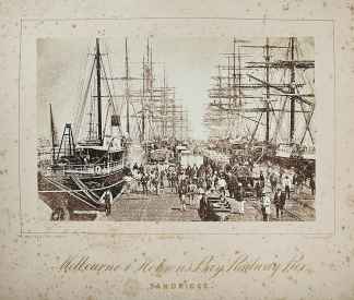 Melbourne & Hobsons Bay Railway Pier. - Antique Photograph from 1878