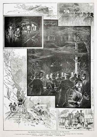 The Sydney-Newcastle Railway.-Last Shot in the Tunnel. - Antique View from 1886