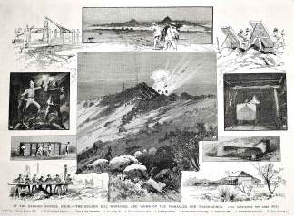 At the Barrier Ranges, N.S.W.-The Broken Hill Workings, and Views of the Pinnacles and Thackaringa. - Antique View from 1887