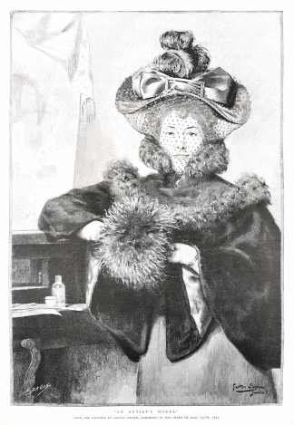 An Artist's Model. - Antique Print from 1895