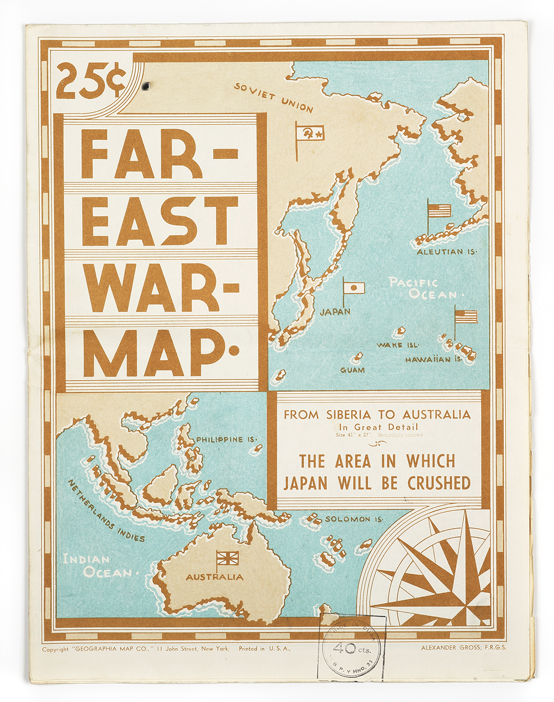 Far-East War-Map. from Siberia to Australia In Great Detail / The Area in Which Japan will be Crushed. - Vintage Map from 1943