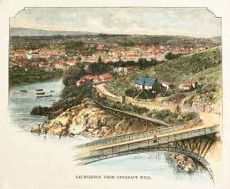 Launceston from Cataract Hill. - Antique View from 1887