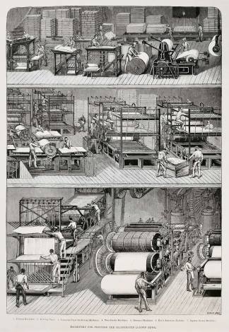 Illustrated Journalism: Machinery for pr… Printing Commercial: machine, newspapers, books, etc. Illustrated Journalism: Machinery for printing the Illustrated London News. - Antique Print from 1879