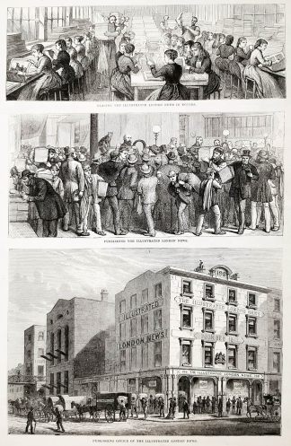 Publishing office of the Illustrated London News. - Antique Print from 1879