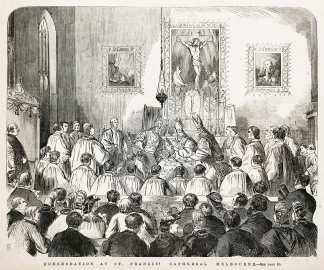 Consecration of St. Francis Cathedral Melbourne. - Antique Print from 1866