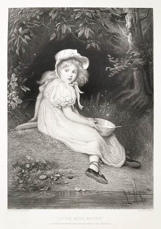 "Little Miss Muffit" - Antique Print from 1885
