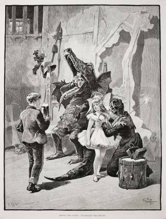 Behind the scenes: refreshing the dragon. - Antique Print from 1891