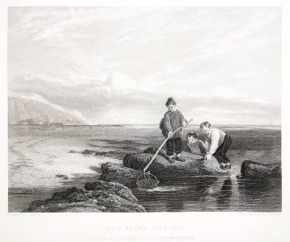 The prawn fishers. - Antique Print from 1874