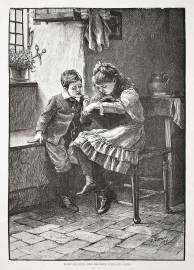 Mary helping her brother with the sums.