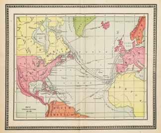 Map II Voyage and Discovery 986-1607. - Antique Map from 1881