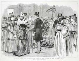 Private view day at the New Gallery, the Crush in the Central Hall.