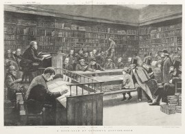 A book-sale at Sotheby's Auction-room.