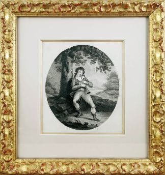 "Flute Player" - Antique Print from 1790
