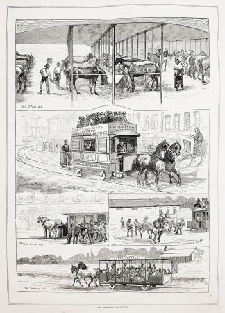 The Adelaide Tramways. - Antique Print from 1883