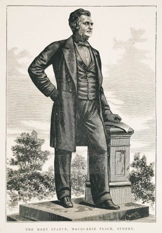 The Mort Statue, Macquarie Place, Sydney. - Antique Print from 1883