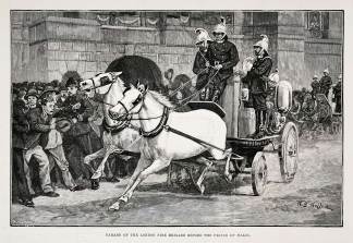 Parade of the London Fire Brigade Before the Prince of Wales. - Antique View from 1889