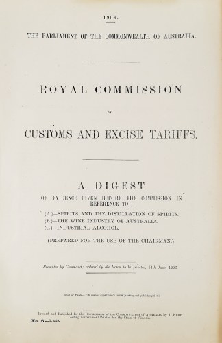 Royal Commission on Customs and Excise Tariffs. A Digest of Evidence.... - Antique Ephemera from 1906