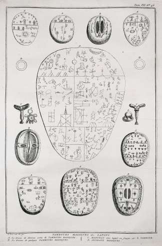 Tambours Magiques des Lapons. - Antique Print from 1789