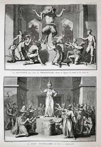 La divinite qui selon les Chingulais, donne la Sagesse, la Sante & les biens &c. La Dieu Tutelaire de l'Ile de Ceylan. - Antique Print from 1789