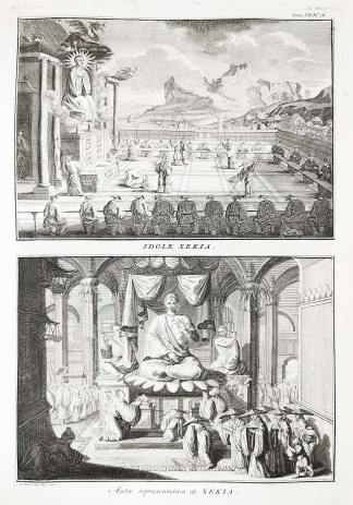 Idole Xekia. Autre representation de Xekia. - Antique Print from 1789