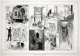 Sketches in the new law courts. - Antique Print from 1884