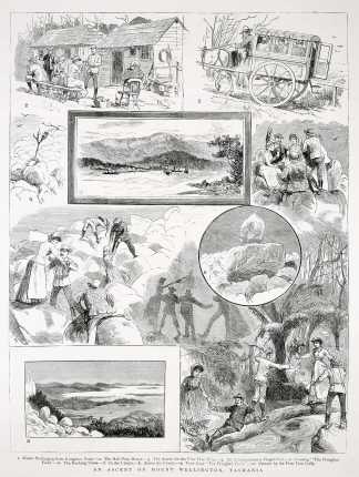 An ascent of Mount Wellington, Tasmania. - Antique Print from 1884