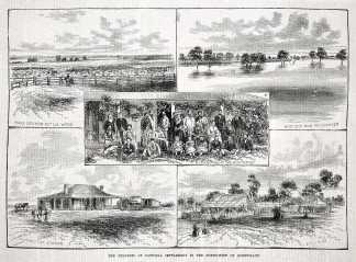 The progress of pastoral settlement in the North-West of Queensland - Antique Print from 1881