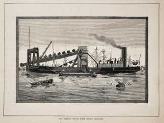 The Harbour Trust's Steam Dredge Crocodile. - Antique Print from 1884