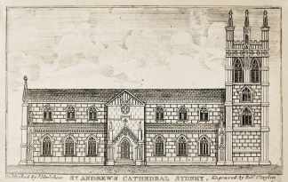 St. Andrews Cathedral Sydney - Antique View from 1839