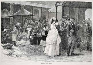 Spring in Covent Garden - Antique Print from 1872