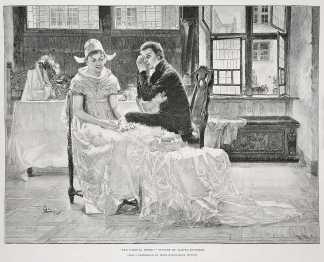 "The wedding dress." - Antique Print from 1891