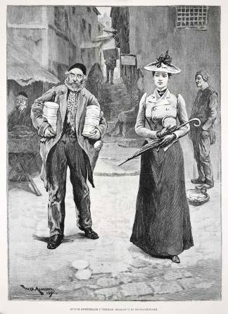 Buying Sweetmeats ("Turkish Delight") in Constantinople. - Antique Print from 1891