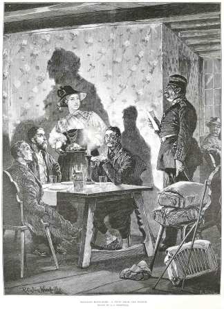 Tourists disturbed, a Visit from the Police. - Antique Print from 1885