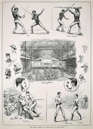 The first assault at arms held in Cape Town. - Antique Print from 1881
