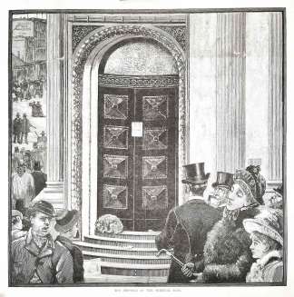 The stoppage of the oriental bank. - Antique Print from 1884