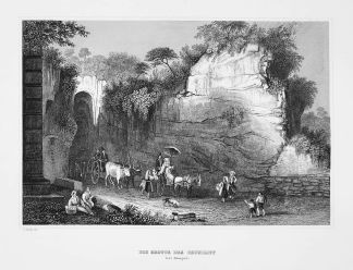 Die grotte des Pausilipp bei Neapel - Antique View from 1855