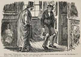 Picture dealer. "Please take care, Sir! - your coat-tails don't - ah - by chance - sweep against my 'Old Masters'! Amateur. "Ob - less my soul! What, ain't they dry yet?!