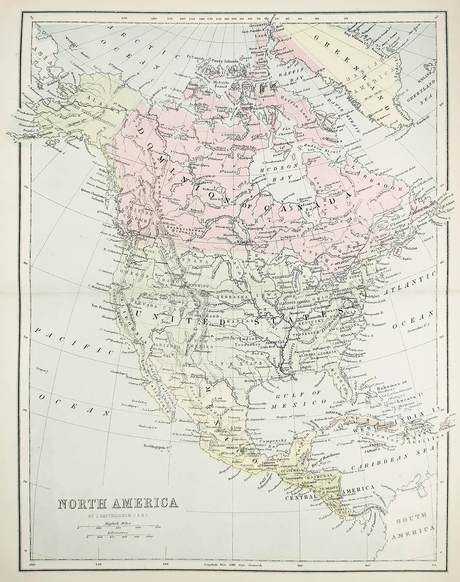 North America - Antique Map from 1890