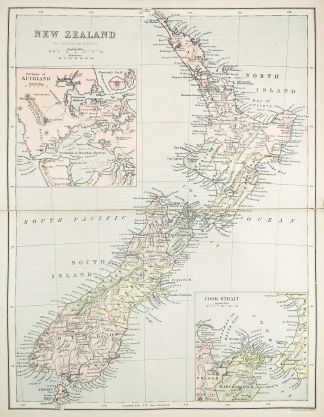 New Zealand - Antique Map from 1890