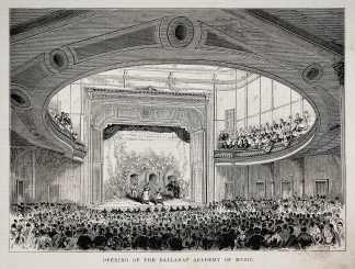 Opening of the Ballarat Academy of Music… Regional Opening of the Ballarat Academy of Music. - Antique Print from 1875