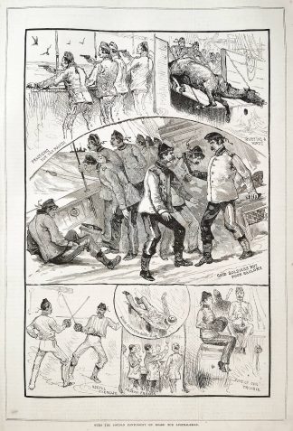 With the Soudan contingent on board the Australasian. - Antique Print from 1885