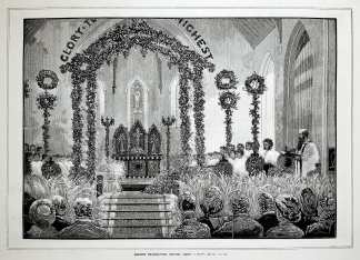 Harvest thanksgiving service, Christ Church, South Yarra [ - Antique Print from 1882