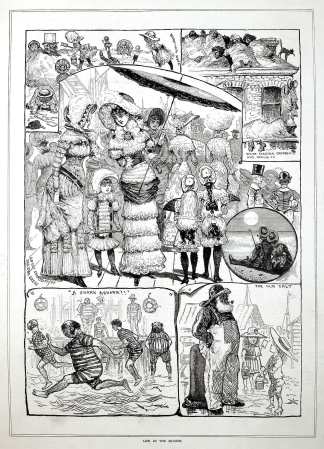 Life at the seaside. - Antique Print from 1882