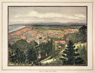 View of Napier, New Zealand - Antique View from 1884