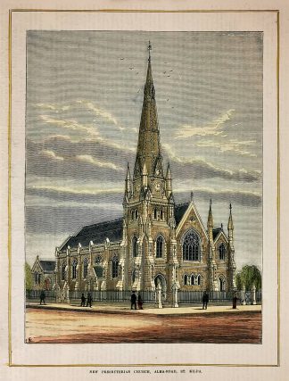 New Presbyterian Church, Alma-Road, St. Kilda. - Antique Print from 1885