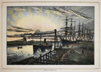 Sunset on the lower Yarra. - Antique View from 1884