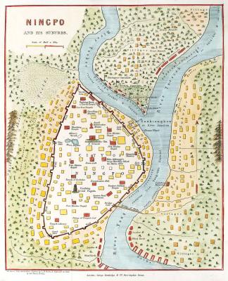 Ningpo and its Suburbs. - Antique Map from 1853