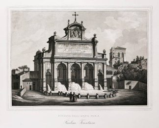 Fontana dell'Acqua Paola. Pauline Fountain. - Antique Print from 1820