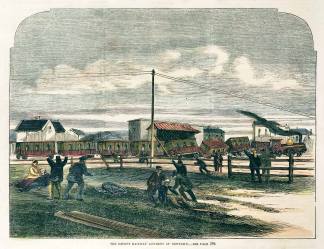 The Recent Accident at Newtown. - Antique View from 1868