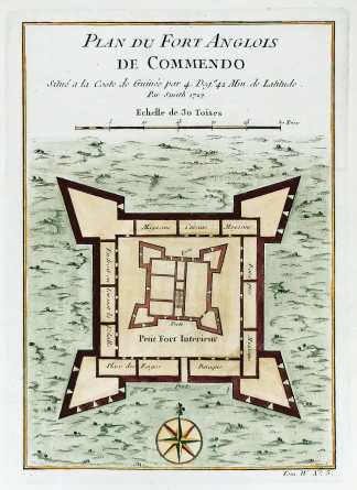Plan du Fort Anglois de Commendo - Antique Print from 1756